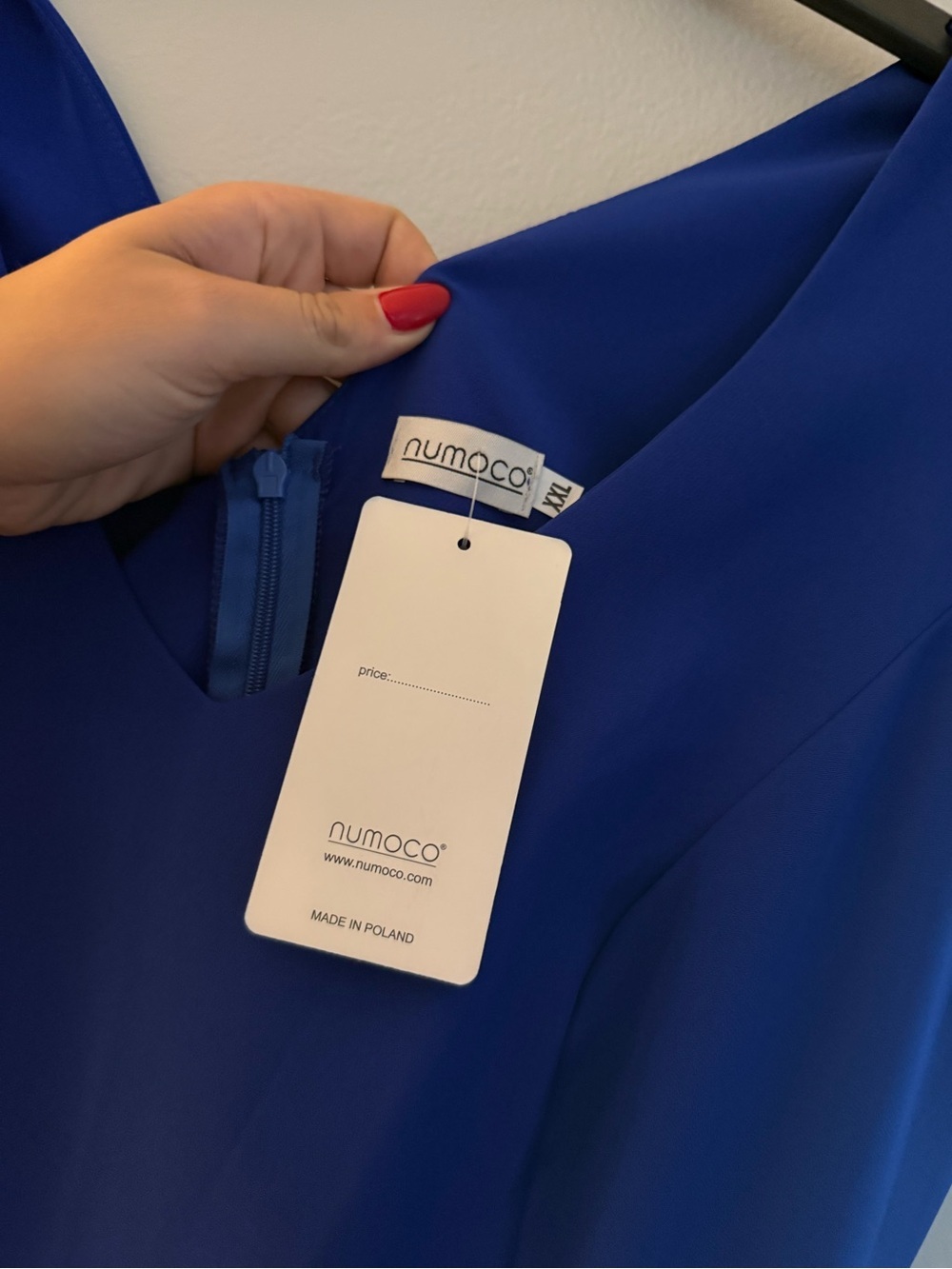 Numoco Elegant V-Neck Royal Blue Maxi Dress - Picture 4 of 6